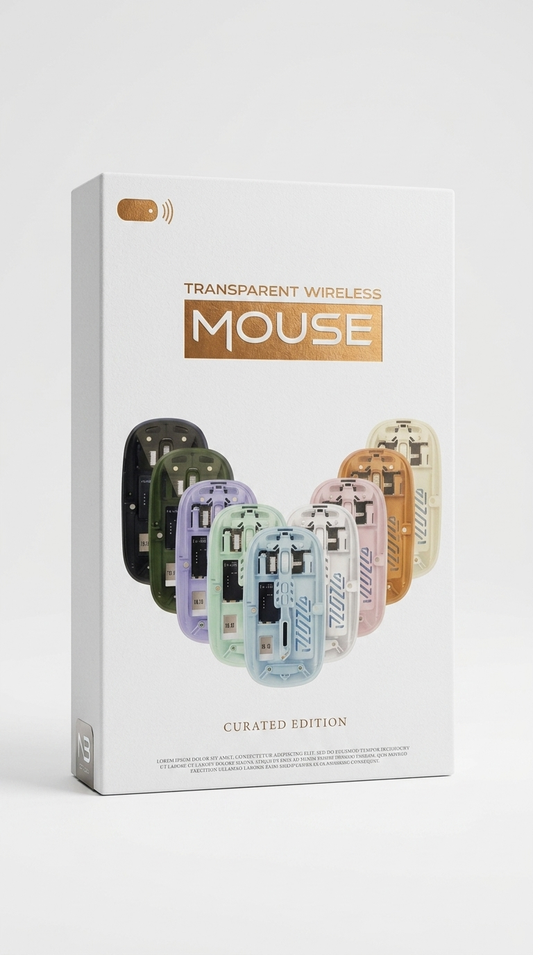 Sleek Transparent Wireless Mouse – Cyberpunk Aesthetic, Multi-Device Precision