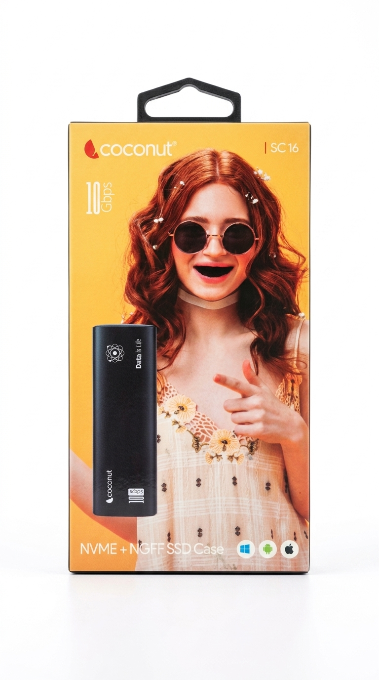 Coconut SC 16 Dual-Protocol M.2 NVMe + NGFF SSD Enclosure (10Gbps Speed)