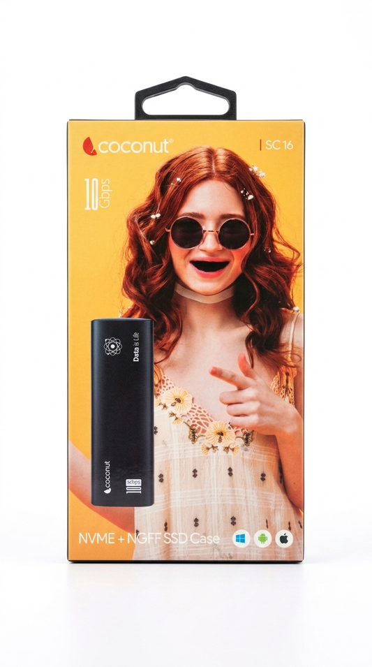 Coconut SC 16 Dual-Protocol M.2 NVMe + NGFF SSD Enclosure (10Gbps Speed)