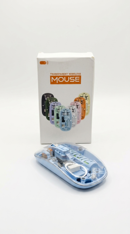 Sleek Transparent Wireless Mouse – Cyberpunk Aesthetic, Multi-Device Precision