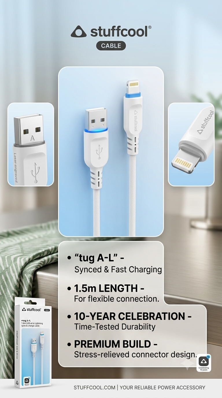 STUFFCOOL TUG A-L.1.5 USB-A TO LIGHTNING Sync & charge cable