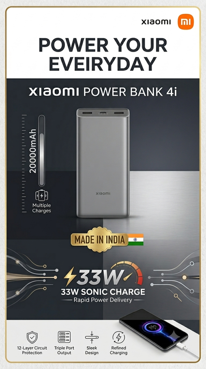 Xiaomi power bank 4i 20000mAh 33w Fast Sonic charge