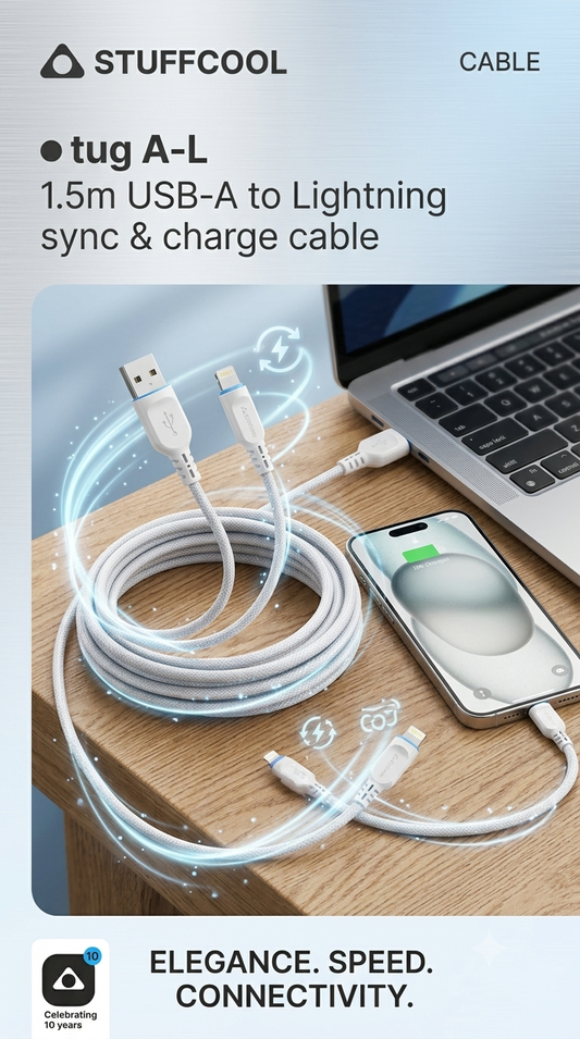 STUFFCOOL TUG A-L.1.5 USB-A TO LIGHTNING Sync & charge cable