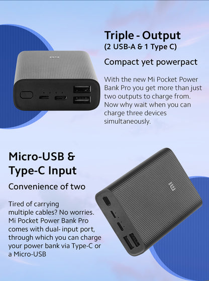 XIAOMI POCKET POWER BANK PRO 10000 mAh 33w Fast Sonic charge