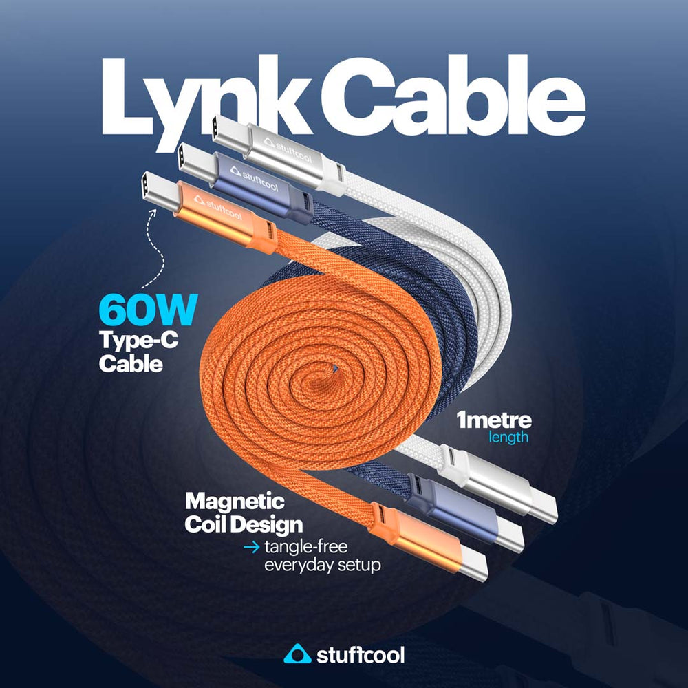 STUFFCOOL Iynk 60W.(1M) TYPES - C TO C MAGNETIC NYLON  BRAIDED CABLE