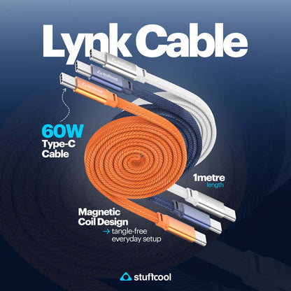 STUFFCOOL Iynk 60W.(1M) TYPES - C TO C MAGNETIC NYLON  BRAIDED CABLE