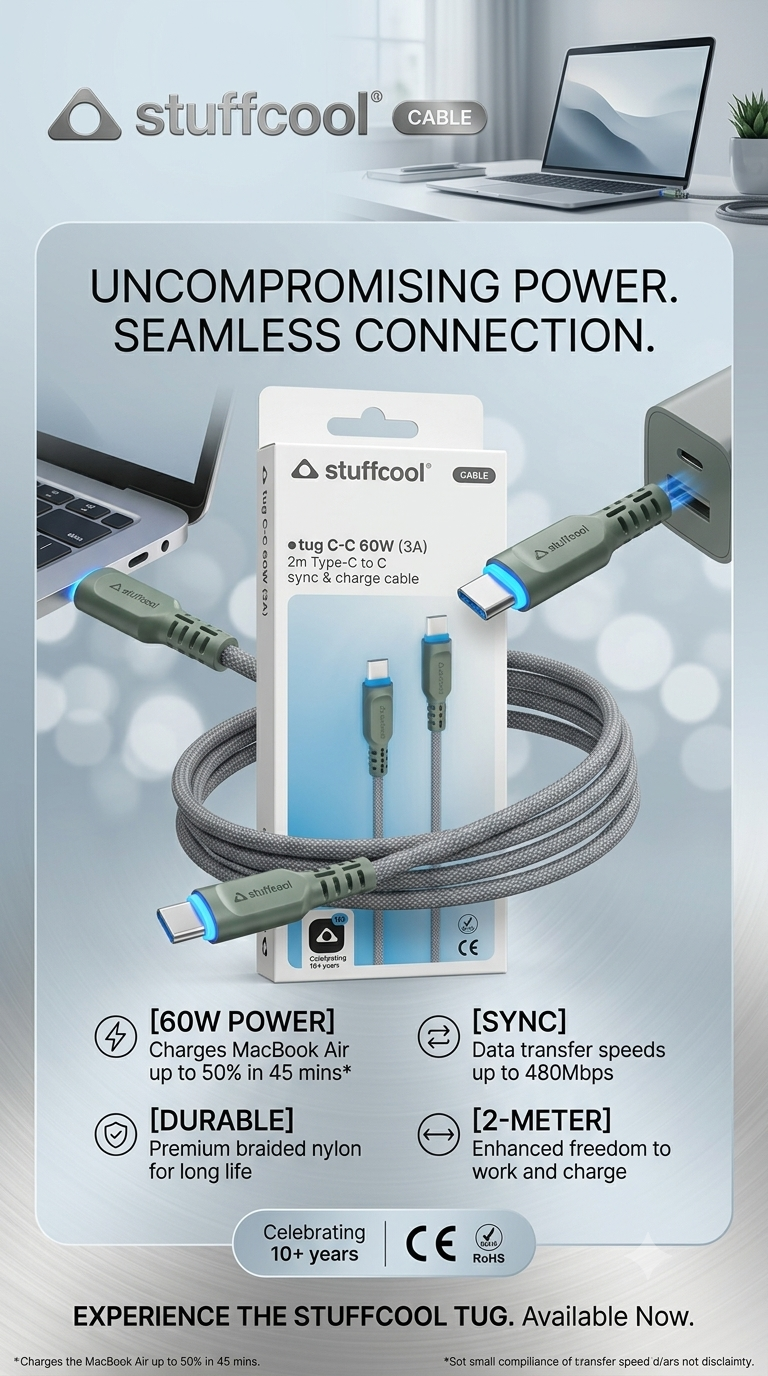 STUFFCOOL TUG C-C 60W.3A  (2M) Sync & Charge cable